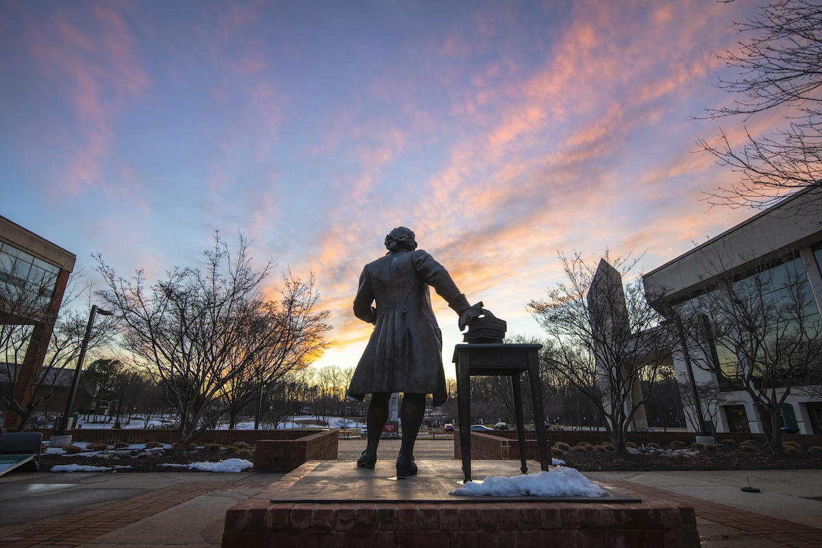 Statue at sunset